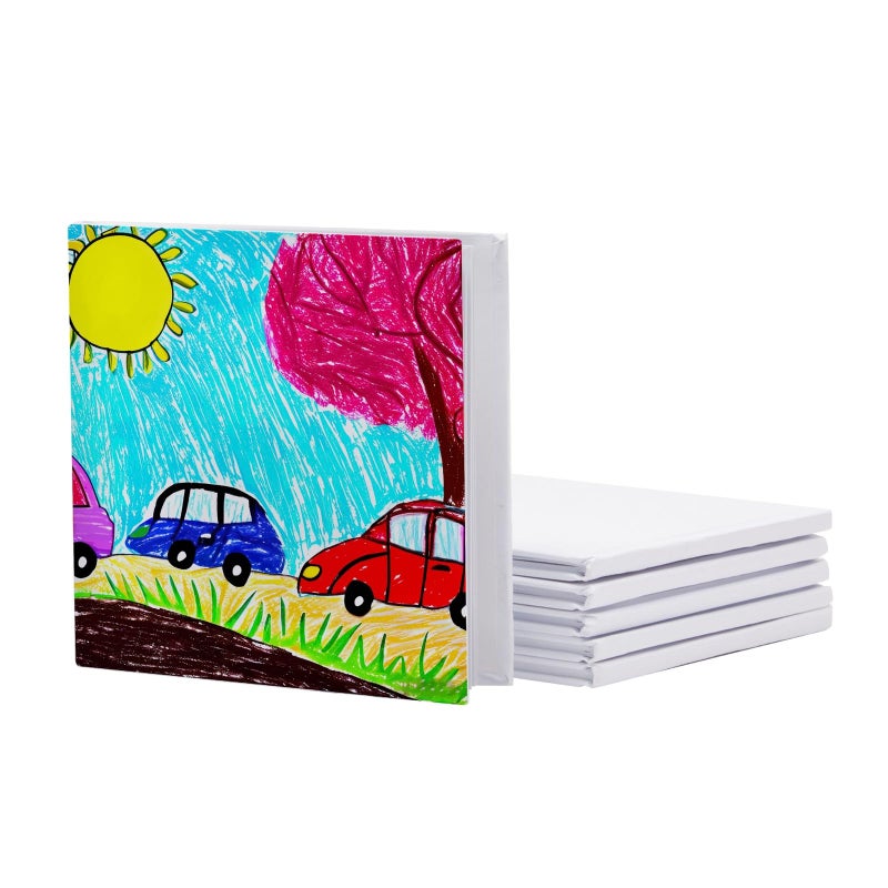 Paper Junkie Blank Books for Kids to Write Stories - 5.2 x 5.2 in White Hardcover, 6-Pack - Unlined Sketchbook Journal & Composition Notebook - Drawing Notebook for Kids - Create Your Own Book - Image 1